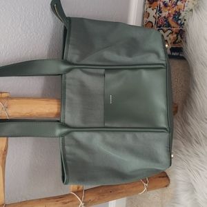 Skagen Lisabet Leather Canvas Tote Hunter Green
